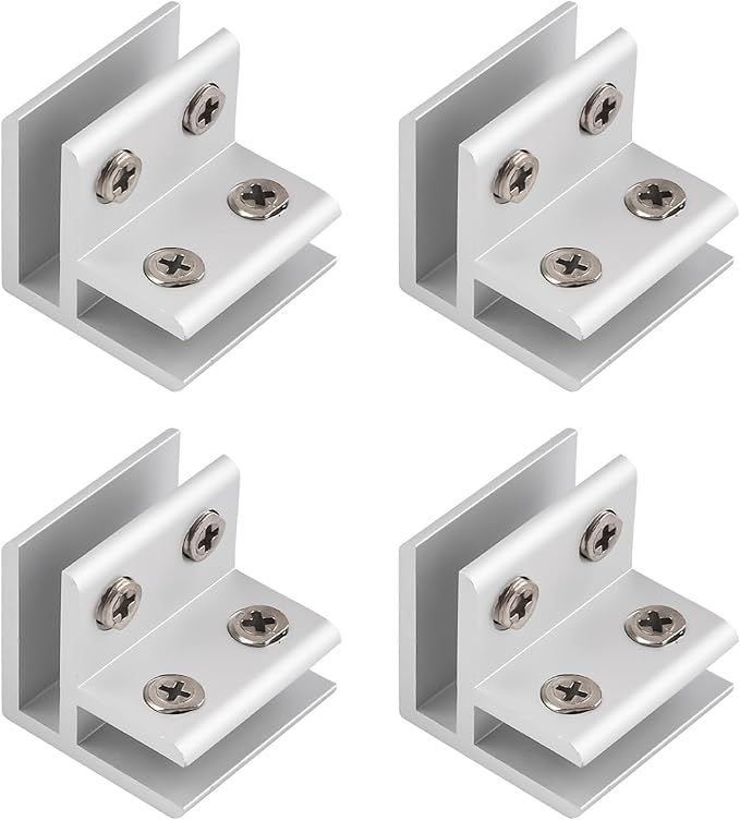 INCREWAY 4pcs Aluminum Alloy Glass Clamp, 5-8mm Thick Glass, 90 Degrees, Silver