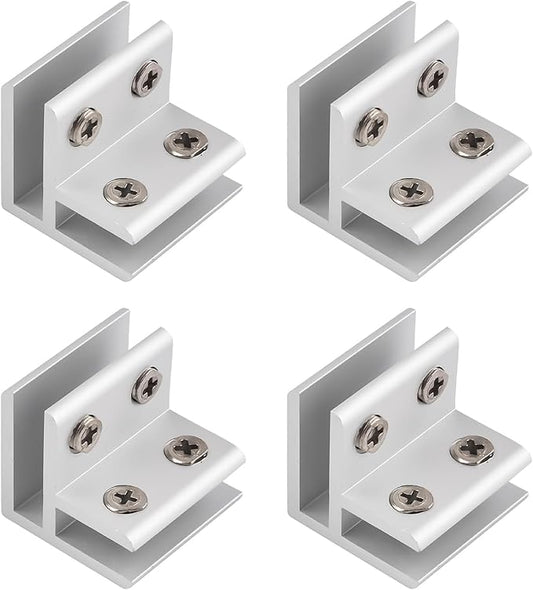 INCREWAY 4pcs Aluminum Alloy Glass Clamp, 5-8mm Thick Glass, 90 Degrees, Silver