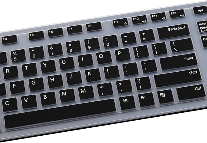 Keyboard Cover for Dell KM636 Wireless Keyboard & Dell KB216 Wired Keyboard & Dell Optiplex 5250 3050 3240 5460 7450 7050 & Dell Inspiron AIO 3475/3477/3670 All-in one Desktop Keyboard Skin-Black