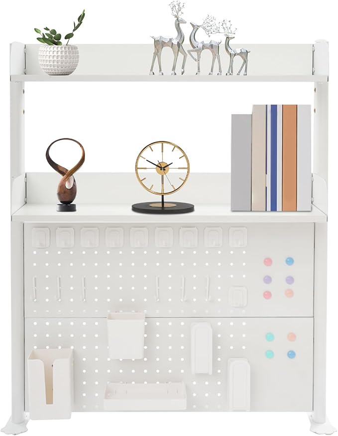 Pegboard Clamp On Desk Bookshelf, Portable Adjustable Desktop Bookshelf, Adjustable Shelf Desk Organizer,31.5 * 37.4In Pegboard, Home Office Dorm