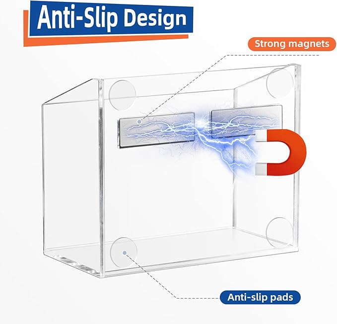 Simetufy Magnetic Pen Holder, Magnetic Dry Erase Marker Holder, magnetic pen holder for refrigerator, whiteboard , Pens, Pencils, Non-slip Acrylic Magnetic Marker Holder- Transparent, 1 Pack