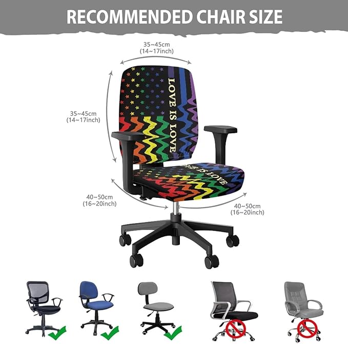 GLENLCWE Love is Love USA Flag Computer Office Chair Cover Universal Chair Covers Stretch Rotating Chair Slipcover Protective & Stretchable