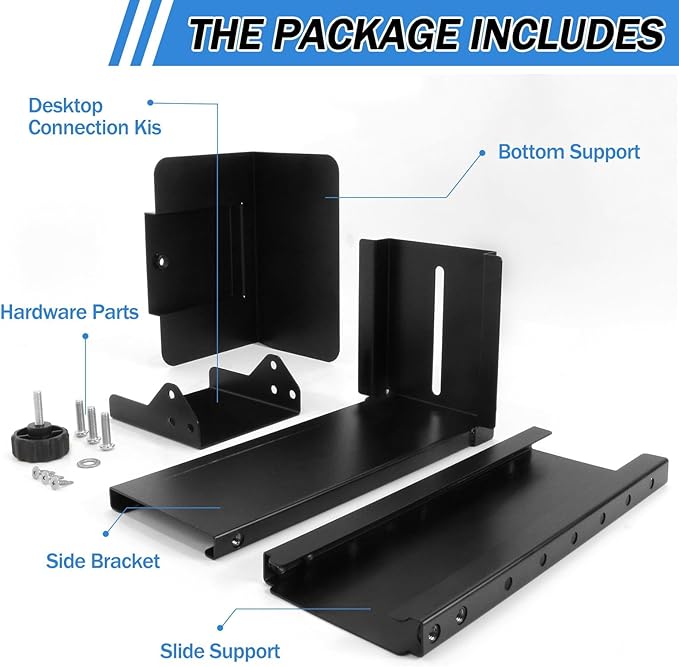 Heavy Duty Computer Wall Mount PC Case - Upgraded, Also Great for PC Mount Under Desk - Height Adjustable from 11" to 21", Width Adjustable from 5.5" to 9.8", Computer Tower Under Desk Home Office