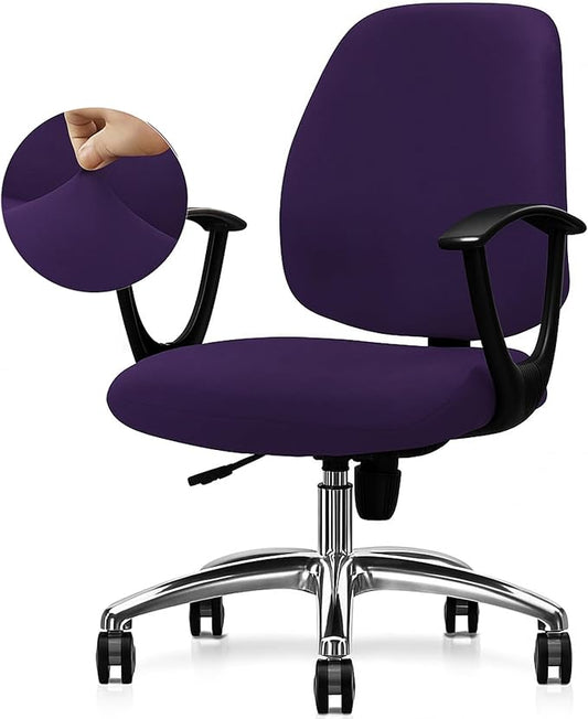 Office Chair Covers Set, Stretchable Washable Chair Cover, Universal Fit for Desk Chairs, Gaming Chairs, Home Office Fabric Protectors Slipcover (Backrest Cover+Seat Cover Set - Purple)