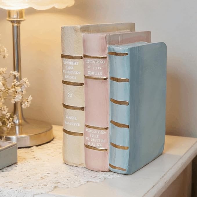 Decorative Books Shelf Home Decor - Resin Fake Books for Decoration Coffee Table Books for Living Room Aesthetic Bedroom Bookshelf Office Desk Bookends Modern Farmhouse 5.5 x 4.5 x 7.5 Inch DiliComing