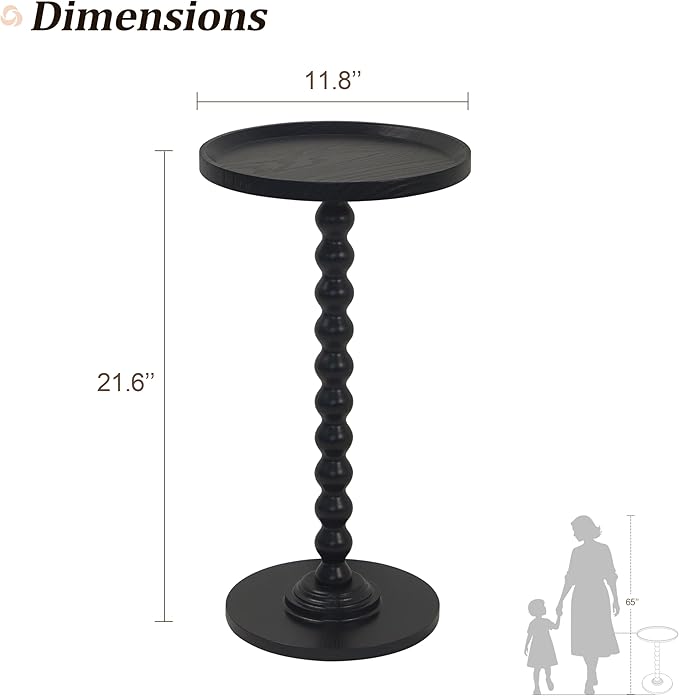 AWASEN Round Side Table, Small End Table for Small Spaces, Round Drink Accent Table Nightstand for Bedroom, Living Room, Corners, Office, Black