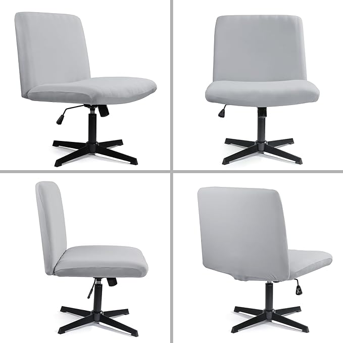 Iauddy Armless Criss Cross Office Desk Chair Cover Slipcover,Accent Mid Back Wide Swivel Task Vanity Slipper Chair Protector Stretch Removable Without Arms for Accent Chair