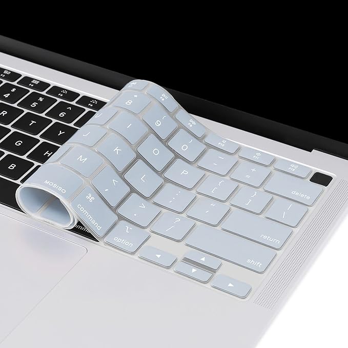 MOSISO Keyboard Cover Compatible with MacBook Air 13 inch 2022 2021 2020 Release A2337 M1 A2179 Retina Display with Touch ID Backlit Magic Keyboard, Waterproof Protective Silicone Skin, Baby Blue