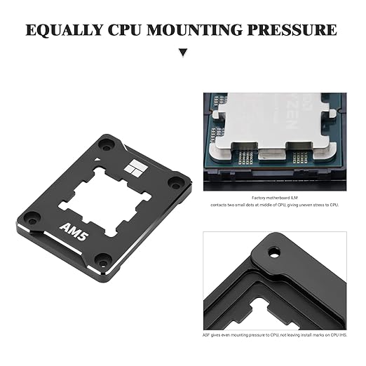 Thermalright ASF-BLACK AM5 CPU Secure Frame,CPU Anti-Bend Fixing Frame, CPU Correction Retainer, AM5 Aluminum Alloy Fixing Bracket, CPU Optical Fit Adhesive Adhesive Mounter, CPU Cooler Standard,Black