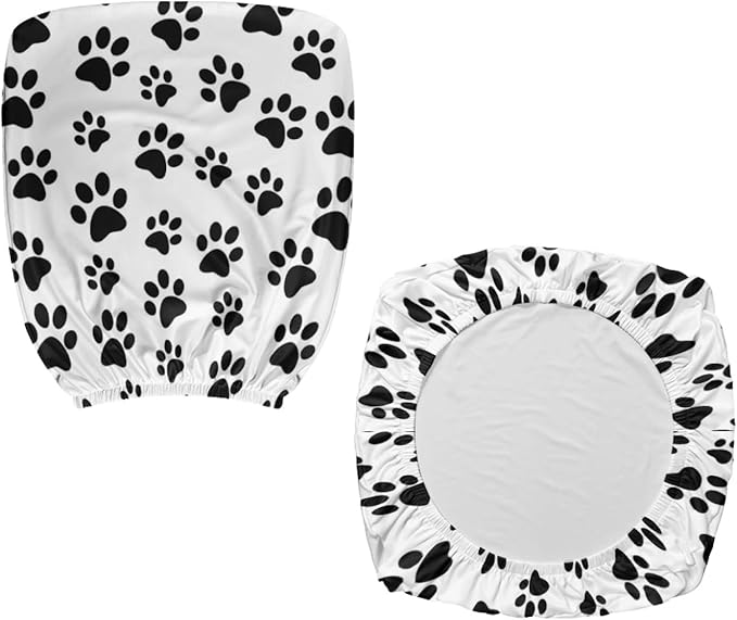 GLENLCWE Black Dog Paw Print Computer Chair Covers Set of 2 Stretchable Cloth Office Chair Covers Universal Desk Rotating Chairs Slipcover for Puppy’s Lover