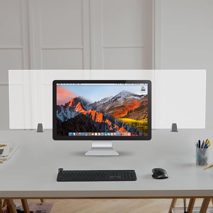 Desk Privacy Panel, Desk Divider, Desks Partition, Frosted Acrylic Desktop Privacy Panel with Stable C-Clamp for Home Office School Retail Clinic (1Pcs, 60 * 18 * 2in)