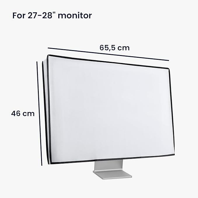 kwmobile Monitor Cover Compatible with 27-28" Monitor - Dust Cover Computer Screen Protector - White