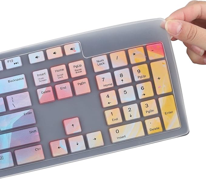 Colorful Keyboard Cover for Dell KM636 KB216 KB216t KB216d KB216p Wired & Wireless Keyboard, Dell Optiplex 5250 3050 3240 5460 7450 7050, Inspiron Desktop 24" 27" 5400 5490 7700 7790 3475 3670 3477