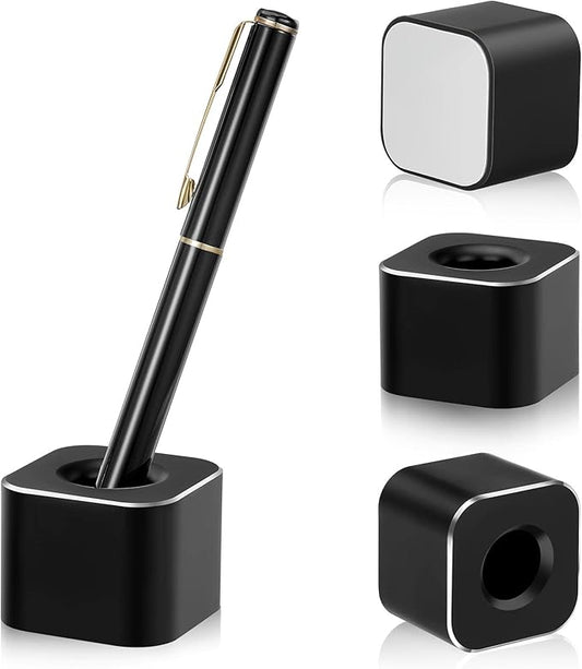 Chinco 2 Pieces Single Pen Holder Metal Pen Stand Square Base Aluminum Student Desk Organizer for Desk Desktop Toothbrush Stand Holder Display for Home Office Students Teachers