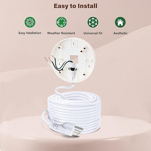Power Cable and Plug-in Mount for Floodlight Cams Compatible with Floodlight Cam Wired Pro/Plus, Blink Wired Floodlight Camera, Electrical Box with 20ft Weatherproof Cable -(2in1 Mount and Cord Set)