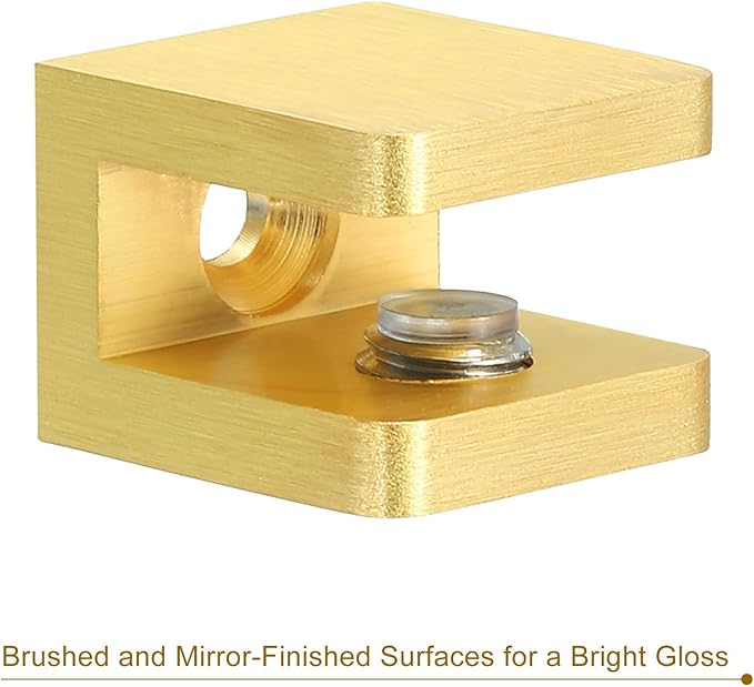 Uxcell Brass Glass Shelf Clamp - 10Pcs Adjustable Bracket Support Holder for 5-8mm Thick Glass, Gold