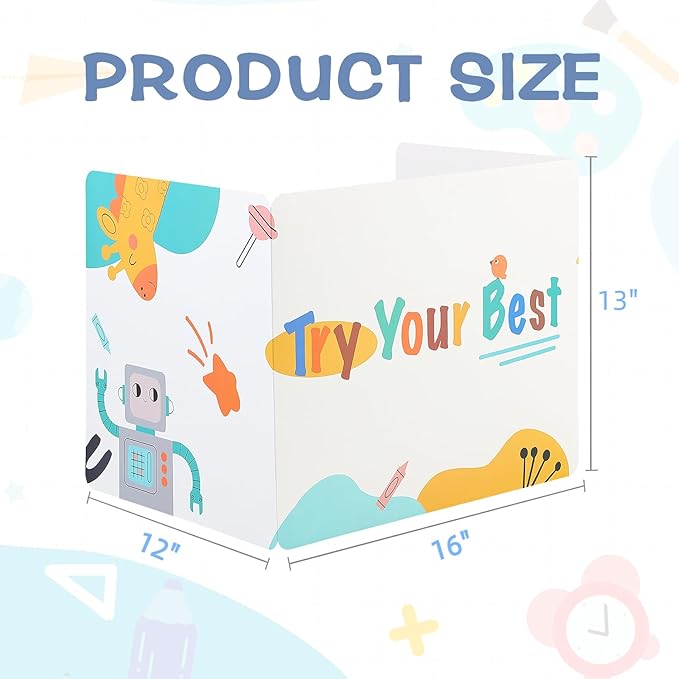 Privacy Boards for Student, 12 Pcs Desk Dividers for Students, Cardboard Privacy Folders, Privacy Shield Folder Boards, Classroom Divider Shield for School Teachers Home (Try Your Best)