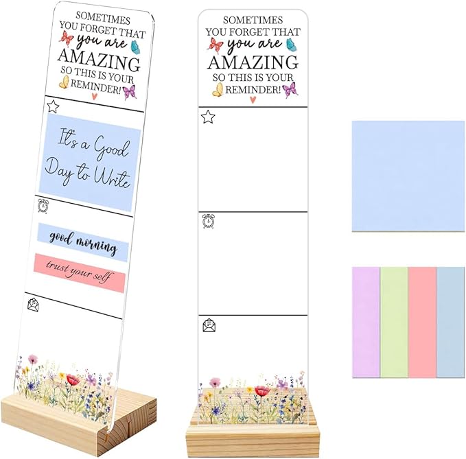 Sticky Notes Monitor Memo Board with Removable Wooden Base Sometimes You Forget that You are Amazing Inspirational Quote Message Board Portable Sticky Note Holder Positive Office Desk Decor and Gift