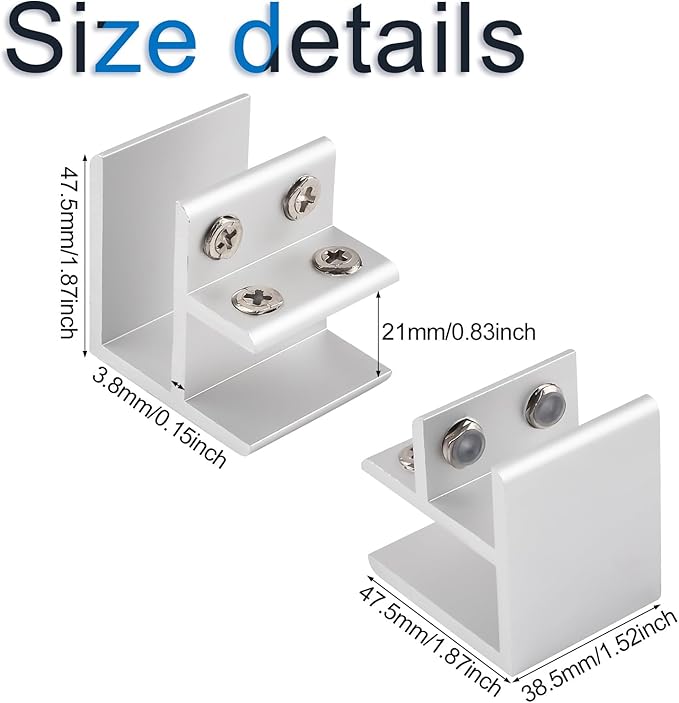 INCREWAY Glass Clamp, 4Pcs Adjustable 90 Degrees Clips Aluminum Alloy Shelf Support Bracket, Glass Holder Connector for 15-20mm Thick