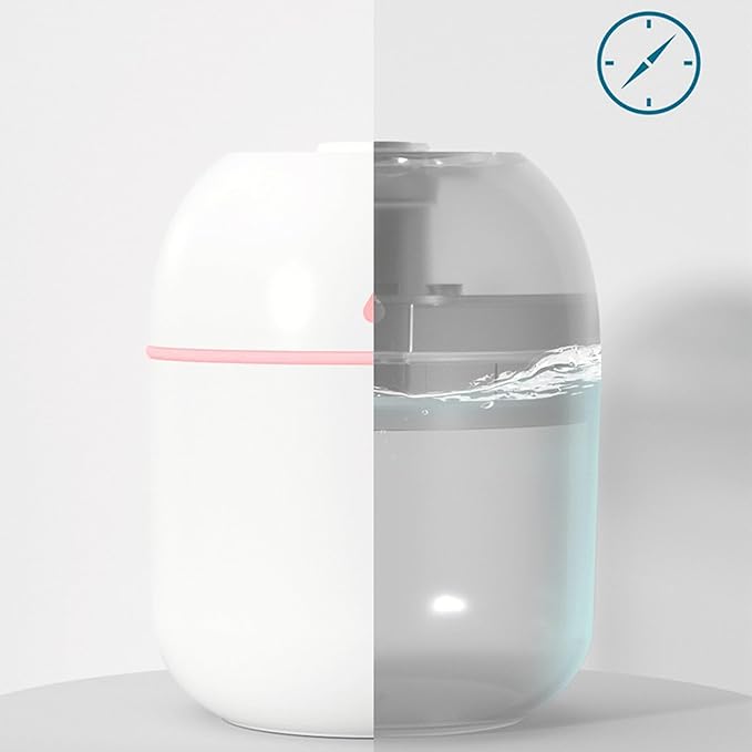 Mini USB Humidifier - Large Capacity, Ultra-Quiet 20dB, 2 Modes (Continuous/Intermittent) with Anti-Dry Burn & Night Light, Nano Mist for Room/Car/Office Desk (<10㎡) (Sky Blue, 220ml)