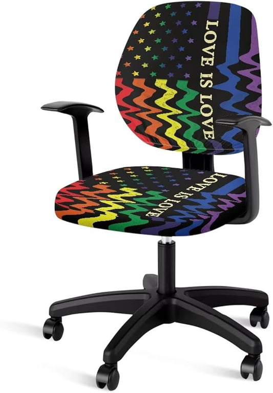 GLENLCWE Love is Love USA Flag Computer Office Chair Cover Universal Chair Covers Stretch Rotating Chair Slipcover Protective & Stretchable