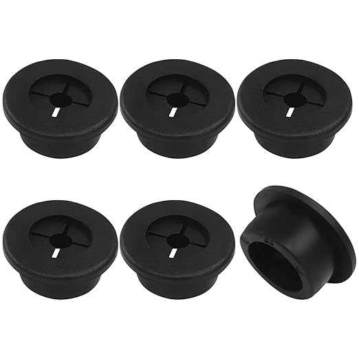 8 Pcs 7/8 Inch (22mm) Cable Grommet, Flexible Rubber Wire Hole Cover Pass Through for Office Computer Desk, Cabinet & Furniture Wire Organizer, Black