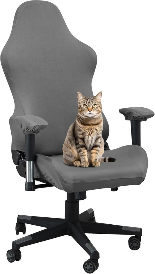 Gaming Chair Covers,Stretchable Computer Chair Cover,Ergonomic Office Chair Cover,for Anti Cat Scratch Protection of Computer Gamer Chair Slipcovers,Racing Chair Covers (Only Covers,No Chair,Gray)