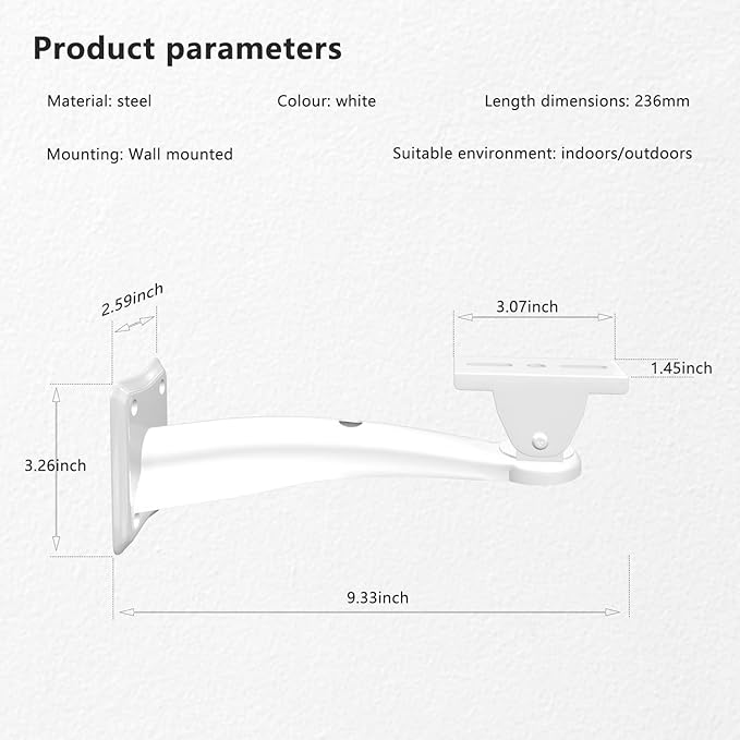 Drsn Mini Projector Wall Mount Bracket, Universal 360° Rotation, 7.8in Adjustable Arm, for CCTV Security Camera, Webcam, Small Projector (White, 11 lbs)