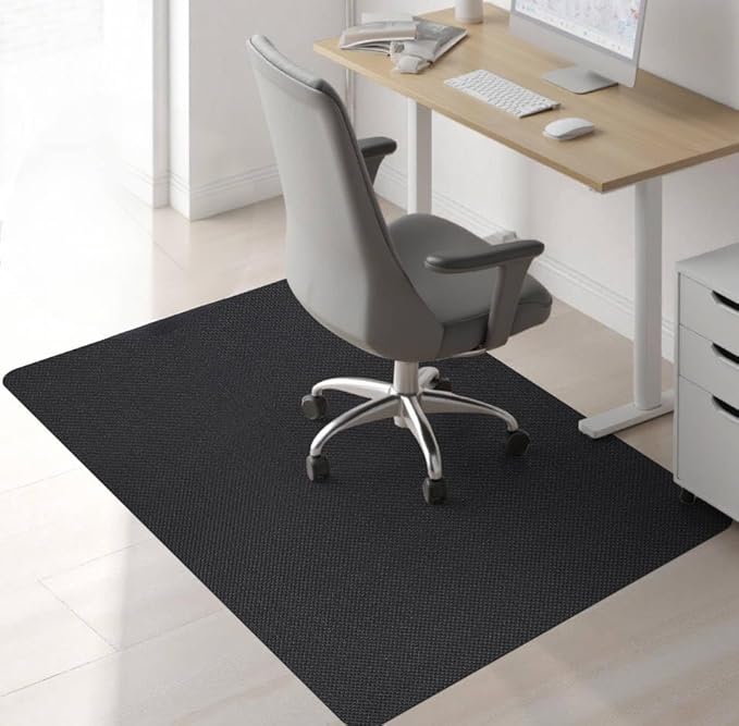Sycoodeal Chair Mat, 48" x 55" Office Chair Mat for Hardwood and Tile Floor, Heavy Duty Floor Protector for Rolling Chairs, Non-Slip,Computer Mat for Home Office(Black)