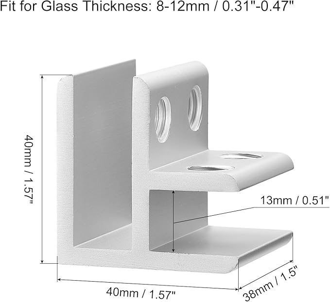 uxcell 90 Degree Glass Clamp, 4pcs for 8-12mm Aluminum Alloy Glass Shelf Support Bracket Double Side Glass Holder for Cabinet Cupboard