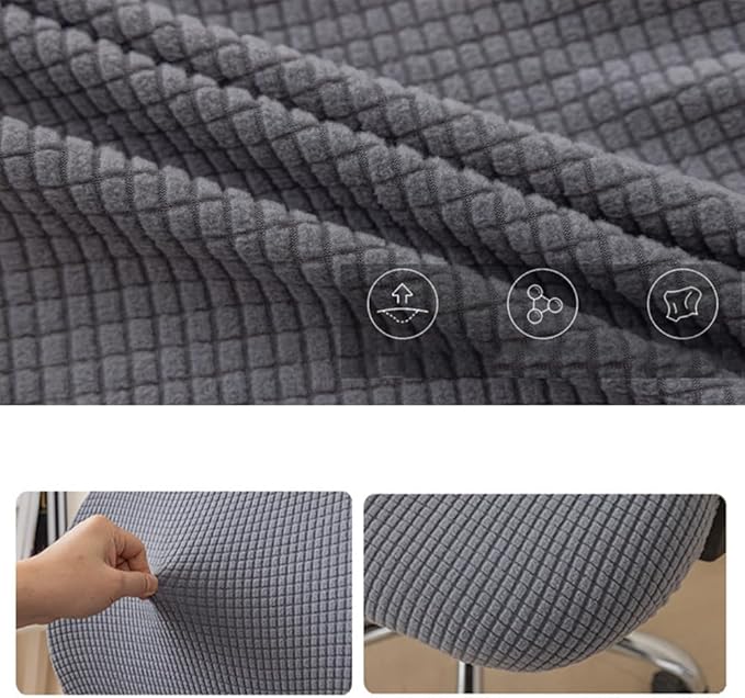 Yikko Office Chair Cover Desk Chair Seat Cover,Computer Chair Cover Elastic Stretch Chair Slipcovers Super Fit Spandex Removable Washable (Silver)