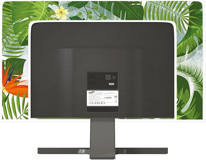 Watercolour Hawaii Plants Computer Monitor Dust Cover 26, 27, 28 Inch Tropical Leaf Botanical Monitor Accessories Laptop TV LCD Screen Monitor Decoration for Home Office Tablet LCD/LED/HD
