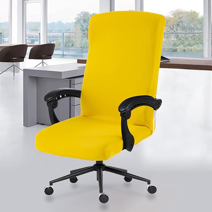 Elastic Computer Chair Cover with Durable Zipper - Protective Removable Washable Universal Office Desk Chair Seat Slip Cover - Stretchy Soft Anti-dust Desk Chair Seat Protector for Dogs, Cats, Pets