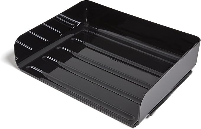 TRU RED Side Load Stackable Plastic Letter Tray, Black, 12 Pack