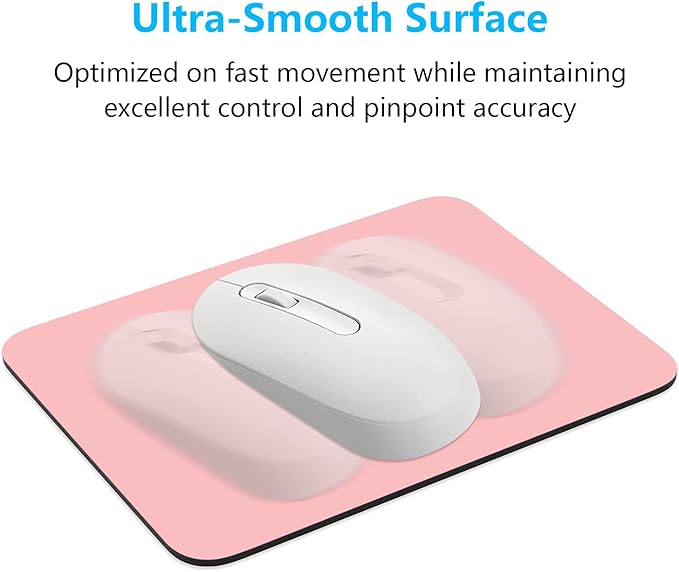 Dapesuom Small Mouse Pad, 6 x 8 Inch Thick Rubber Premium-Textured Non-Slip Portable & Washable Mini Mouse Mat for Women Men Wireless Laptops Keyboard Tray Gaming Work Computer Office Travel, Pink