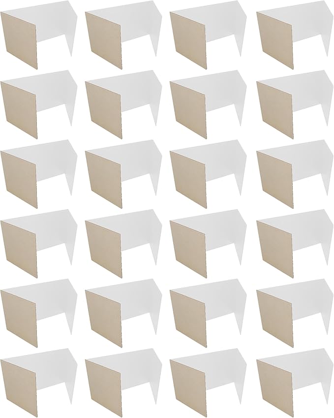 Flipside Products 12”x 48” White Study Carrels, Privacy Boards, Student Privacy and Focus Booth for The Classroom, Desk Divider Cubby for Tests, Made in USA - 24 Pack