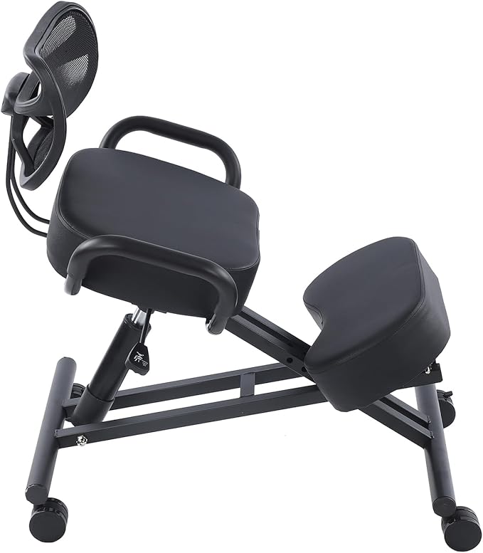 Ejoyous Kneeling Chair, Pneumatic Posture Correcting Knee Stool with Cushion Height Adjustable Rolling Orthopaedic Desk Stool for Banking Meeting Room Office Home Reception