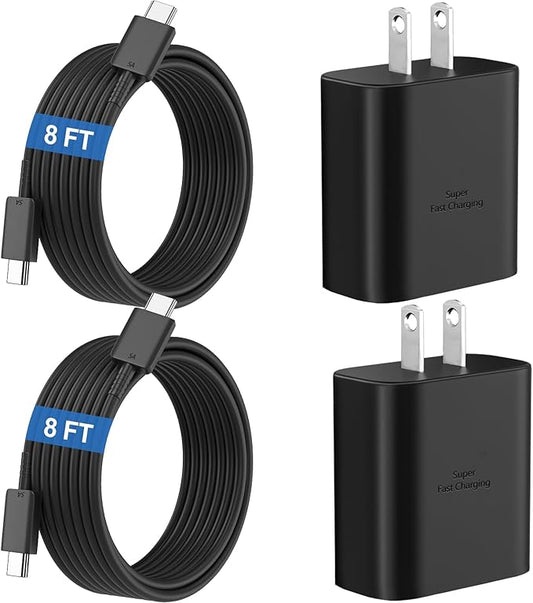 45W Super Fast Charger USB C Android Phone Type C Charger Fast Charging Block with 8FT Cord for Samsung Galaxy S26/S26 Ultra/S26+/S25 Ultra/S25/S24 Ultra/S24/S23 Ultra/S22/S21/S20/Note 10, Black