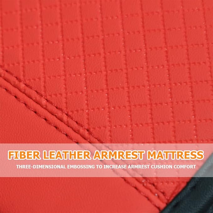 8sanlione Car Armrest Storage Box Mat, Fiber Leather Car Center Console Cover, Car Armrest Seat Box Cover Accessories Interior Protection for Most Vehicle, SUV, Truck, Car (Red)