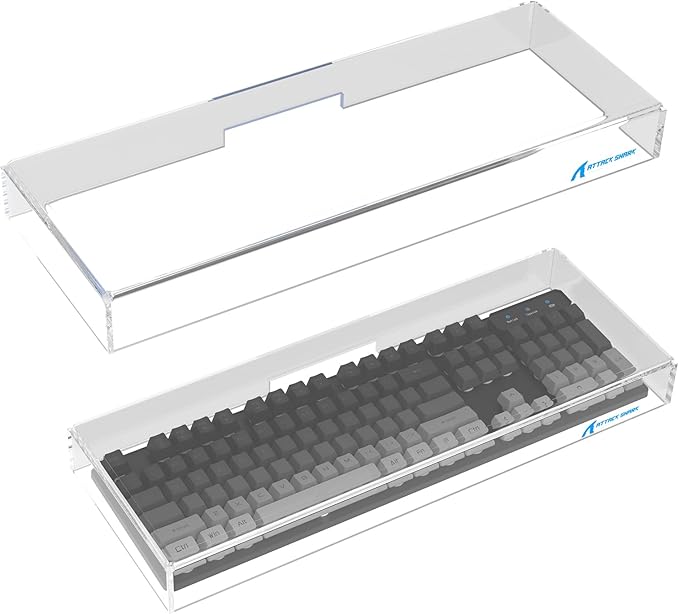 Attack Shark KC04 Acrylic Clear Transparent Keyboard Cover(17.4 * 6.5 * 1.89 inch) with Dustproof Waterproof Anti-hit Anti-cat Protective Case for Standard 104Key Mechanical Gaming Keyboard