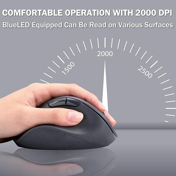 ELECOM Left Hand Bluetooth Wireless Ergonomic Mouse, Silent Click, 2000DPI, 5 Buttons, Optical Sensor, Compatible with PC, Mac, Laptop, EX-G, Lsize Black (M-XGL31BBSKBK)