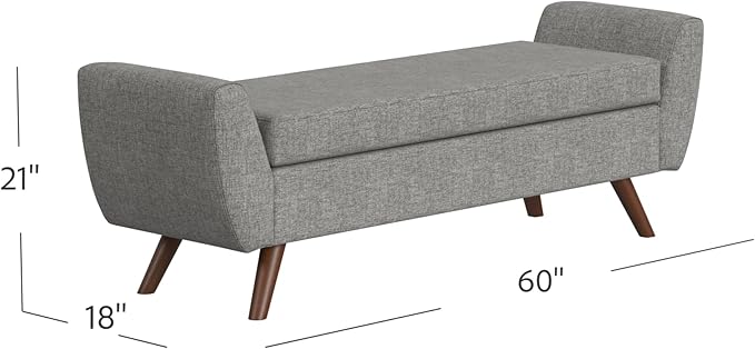 HomePop Modern Storage Bench with Wood Legs |Homepop Home Décor|Bench with Storage for Living Room & Bedroom - Gray Woven