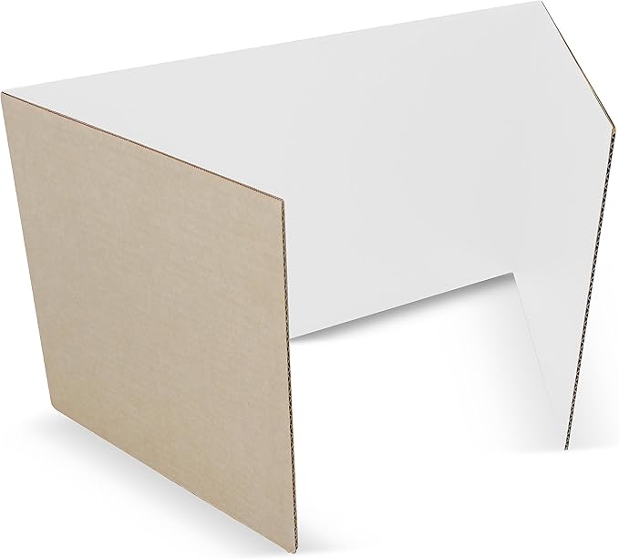 Flipside Products 12”x 48” White Study Carrels, Privacy Boards, Student Privacy and Focus Booth for The Classroom, Desk Divider Cubby for Tests, Made in USA - 24 Pack