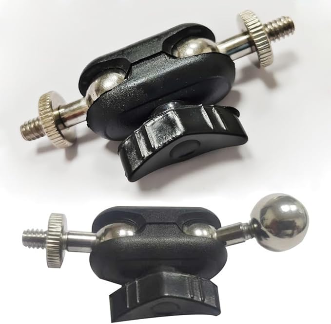 2 Pack Super Clamp Mount Arm Replacement Support Dual Head 17mm Ball Joint + 1/4'' Screw Heavy Duty Connector for Gopro Camera Trail Cam Tripod Phone Holder Webcam Motorcycle Light Stand