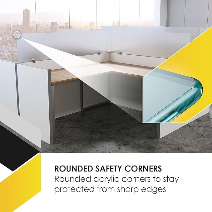 OBEX Acrylic Mounted Large Brackets Quality Desk Privacy Panel & Divider for Your Office Cubicle-Increase Separation & Improve Productivity (Frosted, 12"W X 72"H)