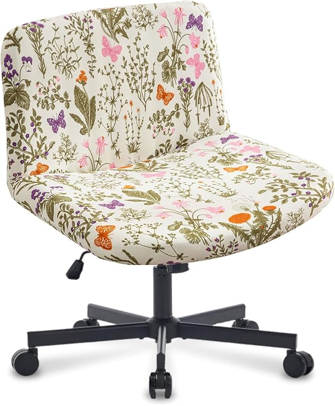 Levoberg Armless Criss Cross Office Desk Chair Cover Slipcovers Printed Vanity Desk Chair Covers Accent Mid Back Wide Swivel Task Chair Protector #1