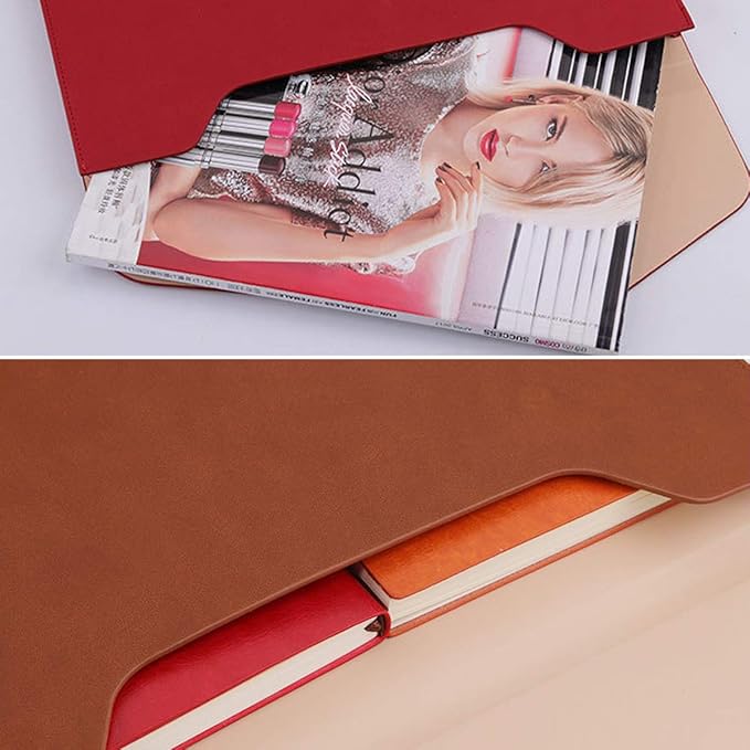 PU Leather A4 File Folder Document Holder Waterproof Portfolio Envelope Folder Case with Invisible Magnetic Closure Blue
