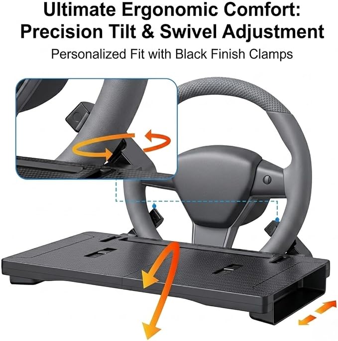 2 in 1 Car Steering Wheel Desk & Seat Gap Organizer, 360° Rotating Clamp & Extendable Arm, Universal Fit for Most Cars, Steering Wheel Tray Table,Car Desk for Laptop,Car Seat Gap Filler Organizer