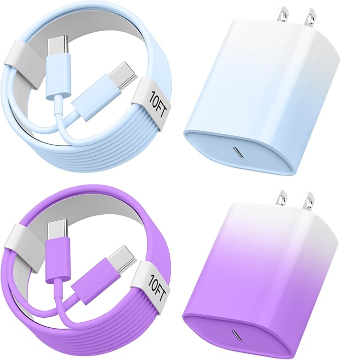 Phone 17 16 15 Charger Fast Charging, 10 FT Long USB C Charger Cord with 20W Type C Fast Phone Charging Block forPhone 17/17 Pro/17 Pro max/Air/Phone 16 15 Pro Max Plus, iPad, Android,Gradient Blue