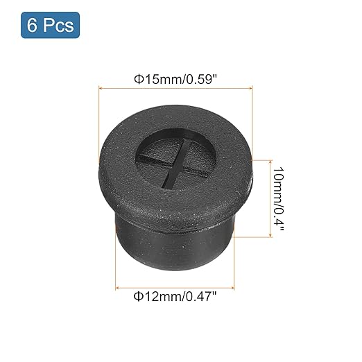 uxcell 6 Pcs Cable Cord Grommet, 1/2 Inch (12mm) Desk Grommet Flexible Rubber Grommets Wire Hole Cover Pass Through for Office Computer Desk Wire Organizer, Black